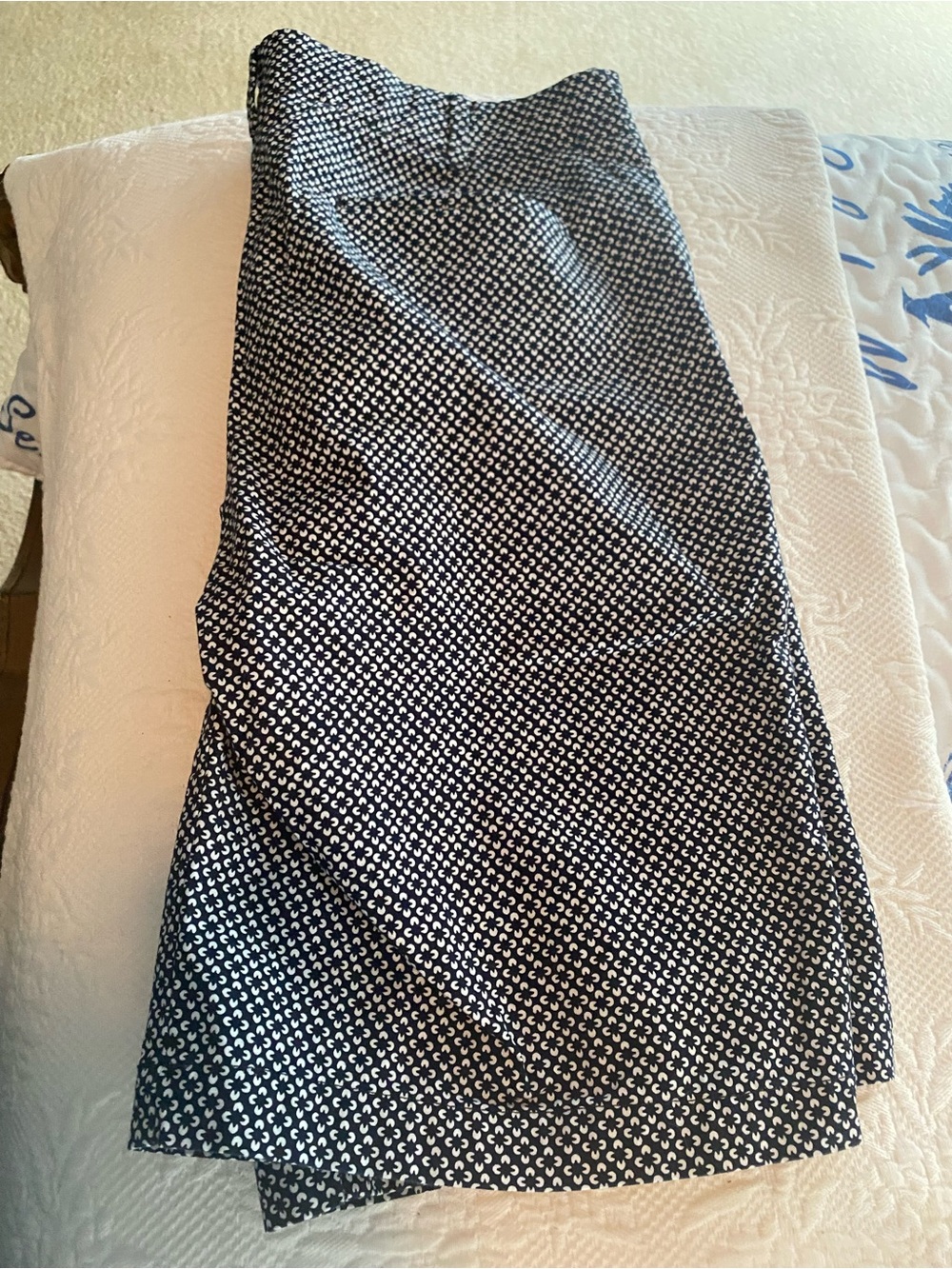 Talbots Navy and White Printed Button-Front shorts